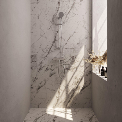 Brauer Chrome Edition Mitigeur de douche apparent - barre de douche - 1 fonction - 2 poignées lisses - douchette ronde 3 jets - chrome