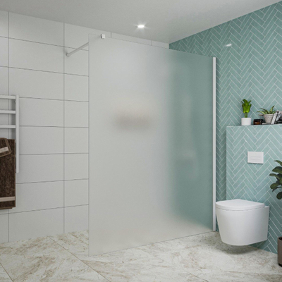 FugaFlow Eccelente Vetro douche à l'italienne salle de bain - 160x200cm - verre mat - bras mural - blanc mat