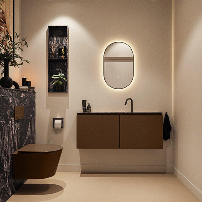 MONDIAZ TURE-DLUX Meuble WC 120 cm Rust. EDEN lavabo Lava position milieu. Avec 1 trou de robinet.