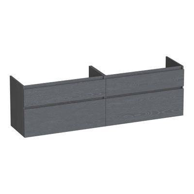 BRAUER Delight meuble sous-lavabo - 160x46x60cm - 4 tiroirs à fermeture en douceur - sans poignées - 2 découpes pour siphon - Timber Grey
