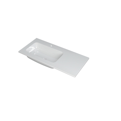 INK Faktor wastafel - 100x45x1.5cm - 1 wasbak links - 1 kraangat - polystone wit glans