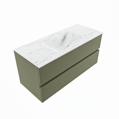 Mondiaz VICA-DLUX ensemble de meuble de salle de bain - 110cm - meuble sous-vasque armée - 2 tiroirs - lavabo encastré nuage milieu - sans trous de robinet - version haute de 60cm - opalo