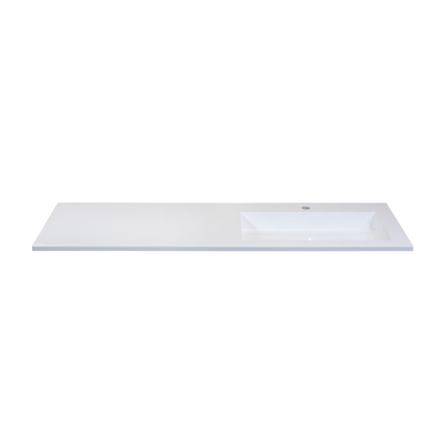 HR Badmeubelen Thin lavabo résine de synthèse 140,5x2x45,5cm cuve DR blanc mat 1trr