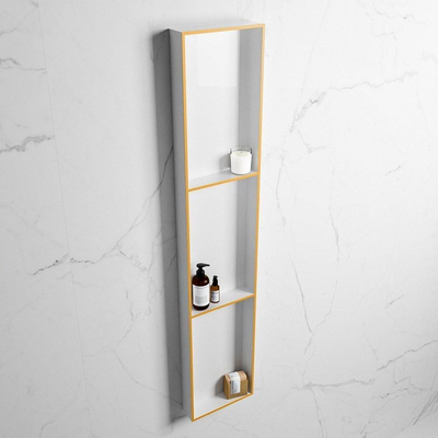 Mondiaz Easy nis 29.5x149.5x8cm voor Inbouw/opbouw 3 open vakken Solid surface Talc/Ocher