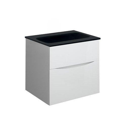 Crosswater Glide II ensemble de meubles de salle de bain - 50x45x52cm - 2 tiroirs lavabo sans poignée - noir brillant - blanc