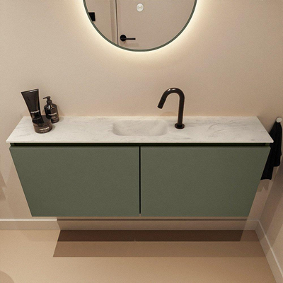 MONDIAZ TURE-DLUX 120cm toiletmeubel Army. EDEN wastafel Opalo positie midden. Met 1 kraangat.