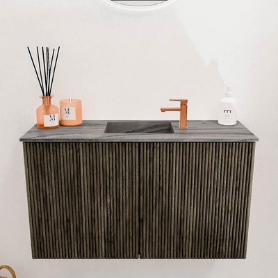 Mondiaz JOYA-DLUX Meuble de salle de bains - 70cm - couleur Shadow - Vasque FAYE position Milieu 1 trou de robinet couleur Sombra.