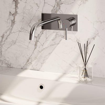 BRAUER Stripe Mitigeur lavabo encastré - bec courbé et plaque de recouvrement - modèle A1 - chrome