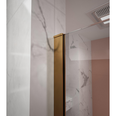 Adema Dawn Douche à l'italienne - 70x200cm - profilé mural - barre de stabilisation - verre clair - or mat