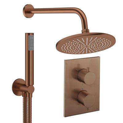 Crosswater MPRO inbouw regendoucheset – Ø30 cm hoofddouche – staafhanddouche – 2 hendels – brons geborsteld