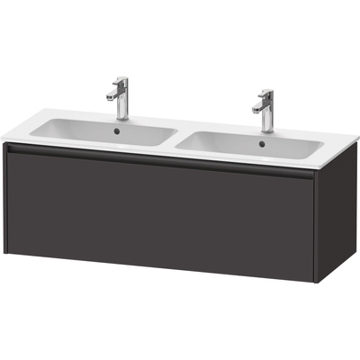 Duravit Ketho 2 meuble sous lavabo avec 1 tiroir pour double lavabo 128x48x44cm avec poignée anthracite graphite supermat