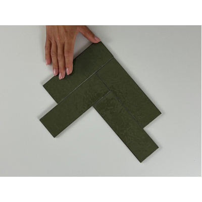 Terravito Nocino wandtegel - 6x18.6cm - Selva glans (groen)