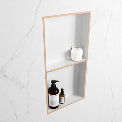 Mondiaz EASY Niche salle de bains - 59.5x8x29.5cm - à encastrer ou à monter - 2 compartiments - Rosee | Talc