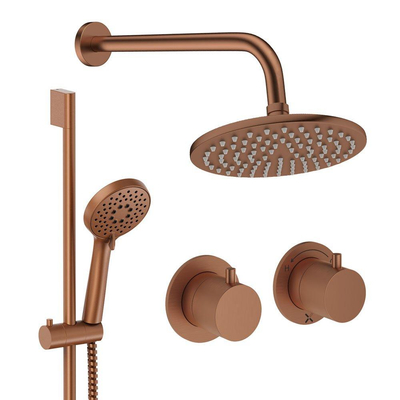 Crosswater MPRO Module inbouw regendoucheset – Ø20 cm hoofddouche – 2 hendels – glijstang 69.8 cm – brons geborsteld