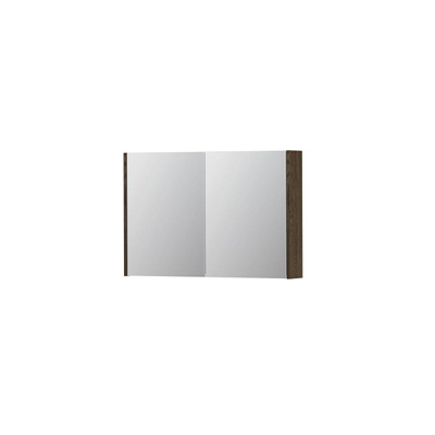 INK SPK1 spiegelkast – 90x60x14 cm – 2 deuren, dubbelzijdige spiegeldeuren – Massief eiken Charcoal