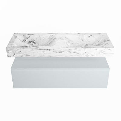 MONDIAZ ALAN - DLUX Badkamermeubelset - 120cm - onderkast - Clay - 1 lade - vrijhangende wastafel - 2 wasbakken - 0 kraangaten - Glace