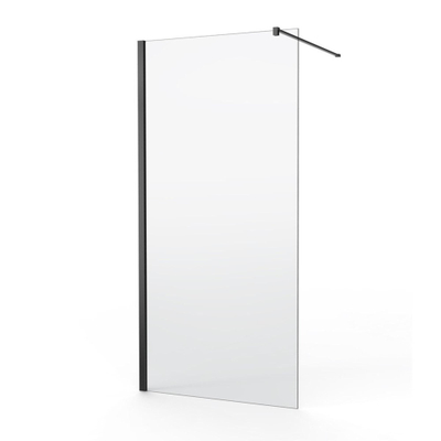 FugaFlow Efficiente Vetro Paroi de douche italienne 30x200cm Verre de sécurité 8mm anticalcaire Noir mat