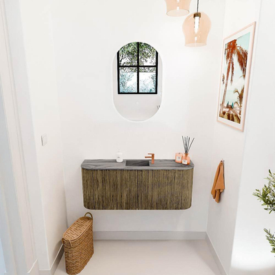 Mondiaz JOYA-DLUX 103.2cm toiletmeubel - ronding links en rechts kleur Dusk - Wastafel FAYE positie Midden 1 kraangat kleur Sombra.