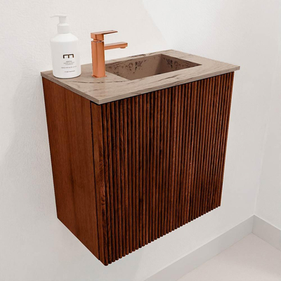 Mondiaz JOYA-DLUX 40cm toiletmeubel - kleur Ruby - Wastafel FAYE positie Rechts 1 kraangat kleur Arena.