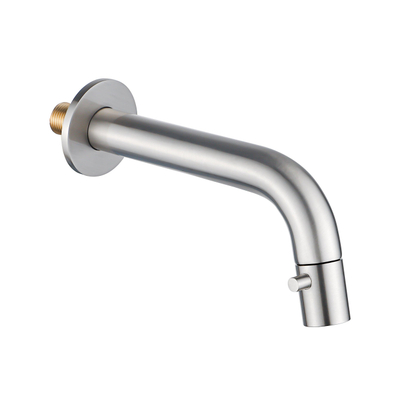 FugaFlow Eccelente Ensemble robinetterie pour fontaine - encastré - bec 18cm - raccourcissable - siphon - bouchon toujours ouvert - Acier inoxydable brossé PVD (RVS)