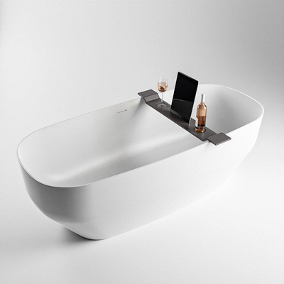 Mondiaz Easy Planche de bain - 12.5x86x4.2cm - Solid Surface - Gris foncé mat