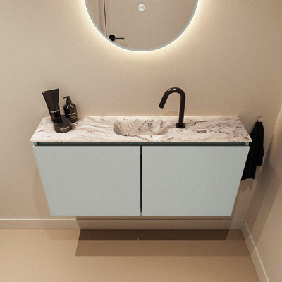 MONDIAZ TURE-DLUX 100cm toiletmeubel Greey. EDEN wastafel Glace positie midden. Met 1 kraangat.