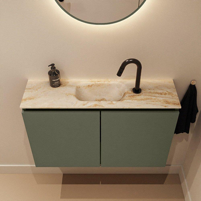 MONDIAZ TURE-DLUX 80cm toiletmeubel Army. EDEN wastafel Frappe positie midden. Met 1 kraangat.