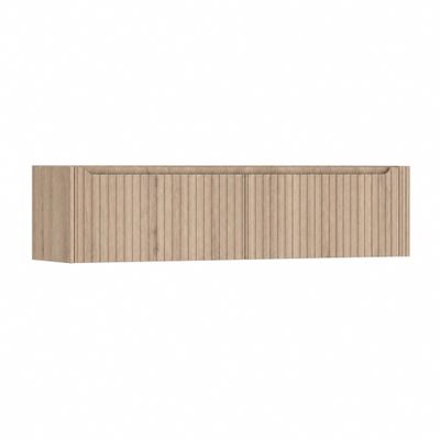 H&R Badmeubelen Juice Wastafelonderkast - 180x45x40cm - rechterhoek afgerond - 3D-front - 2 lades - geïntegreerde greep - rockford oak