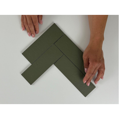 SAMPLE Terravito Nocino wandtegel - 6x18.6cm - Selva mat (groen)