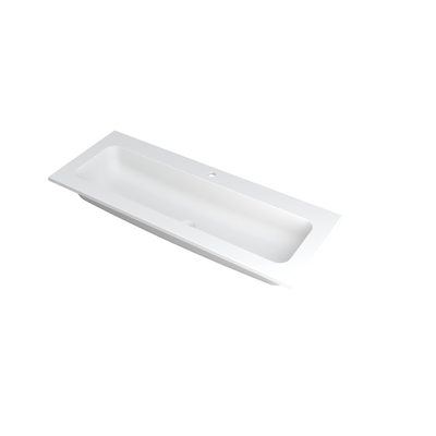 INK Faktor wastafel - 120x45x1.5cm - 1 wasbak - 1 kraangat - polystone wit mat