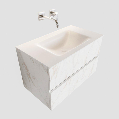 Mondiaz VICA Meuble Carrara avec 2 tiroirs 80x50x45cm vasque lavabo Cloud centre sans trou de robinet