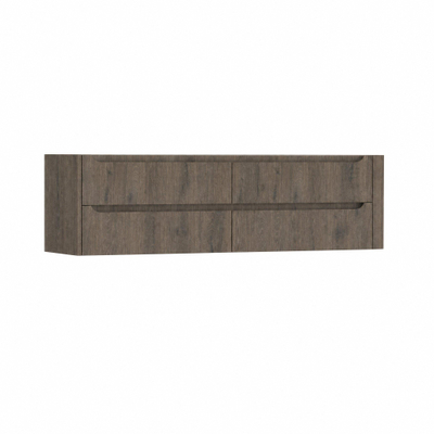 H&R Badmeubelen Juice Wastafelonderkast - 180x45x50cm - rechterhoek afgerond - 4 lades - geïntegreerde greep - Tucson oak