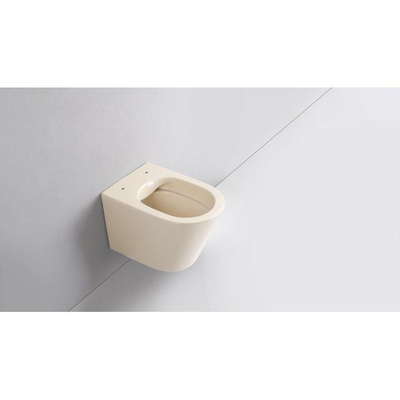 QeramiQ Dely Toiletset - inbouwreservoir Qeramiq Flush - 35mm zitting - metaal mat witte bedieningsplaat - ronde knoppen - beige