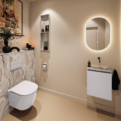 MONDIAZ TURE-DLUX Meuble toilette - 40cm - Cale - EDEN - vasque Glace - position droite - sans trou de robinet