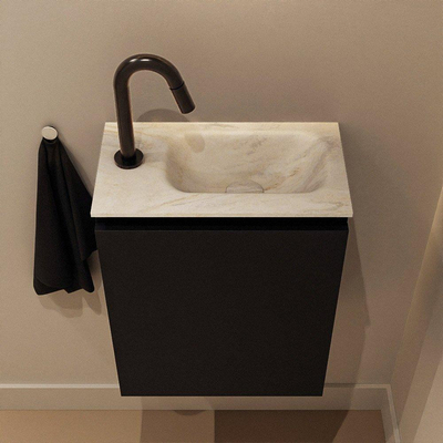 MONDIAZ TURE-DLUX Meuble de toilettes 40cm Urban. Lavabo EDEN Ostra position à droite. Avec 1 trou de robinet.