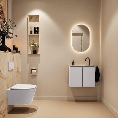 MONDIAZ TURE-DLUX Meuble toilette - 60cm - Cale - EDEN - vasque Frappe - position centrale - 1 trou de robinet