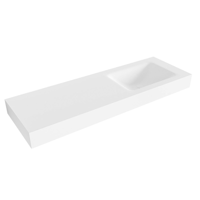 Mondiaz CLOUD Talc Lavabo suspendu - 140cm - vasque à droite - rebord 12cm - Solid surface Talc