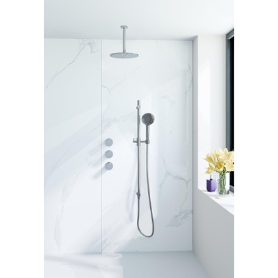 Fortifura Nebbio ensemble de douche pluie apparent – bras de plafond 20 cm – douchette ronde 1 jet – barre de douche 90 cm – chrome