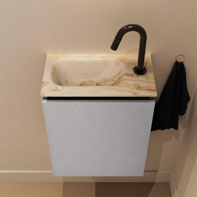 MONDIAZ TURE-DLUX 40cm toiletmeubel Plata. EDEN wastafel Frappe positie links. Met 1 kraangat.
