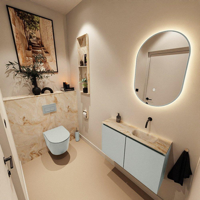 MONDIAZ TURE-DLUX 80cm toiletmeubel Greey. EDEN wastafel Frappe positie rechts. Zonder kraangat.