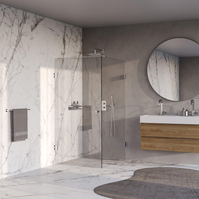 BRAUER Void Carving Cabine de douche - 90x120x200cm - porte battante - revêtement de verre - réversible - verre clair - Chrome