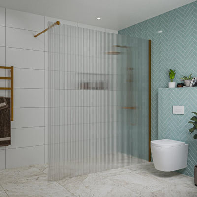 FugaFlow Eccelente Vetro Douche à l'italienne - 180x200cm - verre nervuré - Cuivre brossé