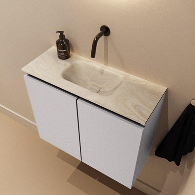 MONDIAZ TURE-DLUX meuble WC 60 cm Cale. EDEN lavabo Ostra position centrale. Sans trou de robinet.