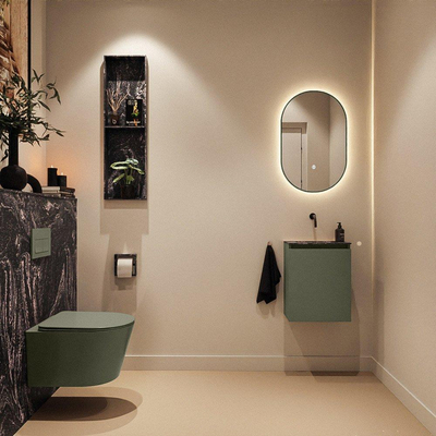 MONDIAZ TURE-DLUX meuble de toilettes 40 cm Army. Lavabo EDEN Lava position centrale. Sans trou de robinet.