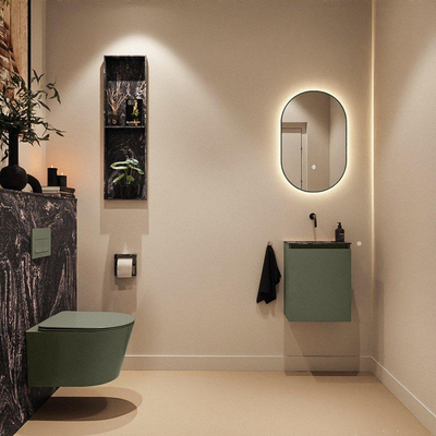 MONDIAZ TURE-DLUX Meuble toilette - 40cm - Army - EDEN - vasque Lava - position centrale - sans trou de robinet