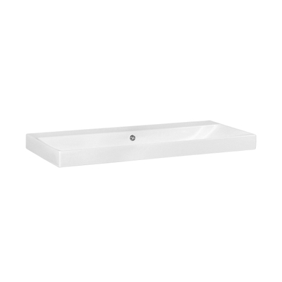 Saniclass Wave Lavabo standard 101x46cm 1 lavabo(s) 0 trou(s) pour robinetterie avec trop plein blanc brillant