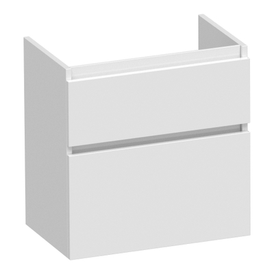 BRAUER Delight Meuble sous-lavabo peu profond - 60x39x60cm - 2 tiroirs softclose - sans poignées - 1 découpe pour siphon - blanc brillant