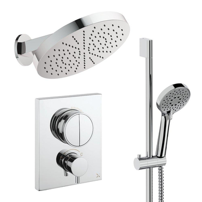 Crosswater MPRO ensemble de douche pluie encastré – douche de tête Ø 30 cm – bras mural courbé 20.2 cm – barre de douche 69.8 cm – chrome