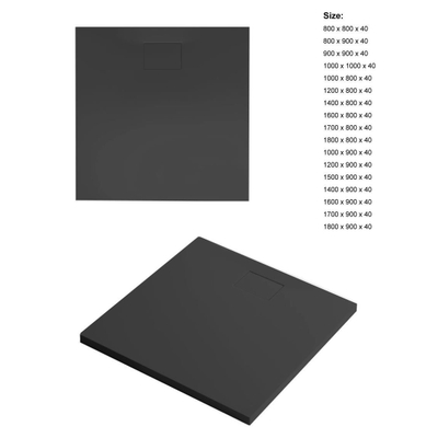 Xenz Flat Plus Douchebak - 90x160cm - Rechthoek - Ebony (zwart mat)