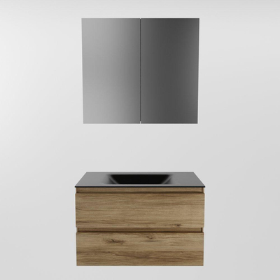 Mondiaz Aivy badmeubelset - 80x45x50cm - 0 kraangaten - 1 wasbak urban Solid surface - Midden - 2 lades - Met spiegelkast - Melamine Chai
